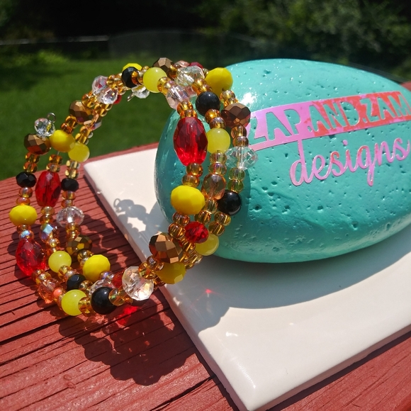 Glass Beaded Bracelet Red Chiefs Gold Love Handmade Taylor Swift Vibes Artisan - Picture 11 of 15